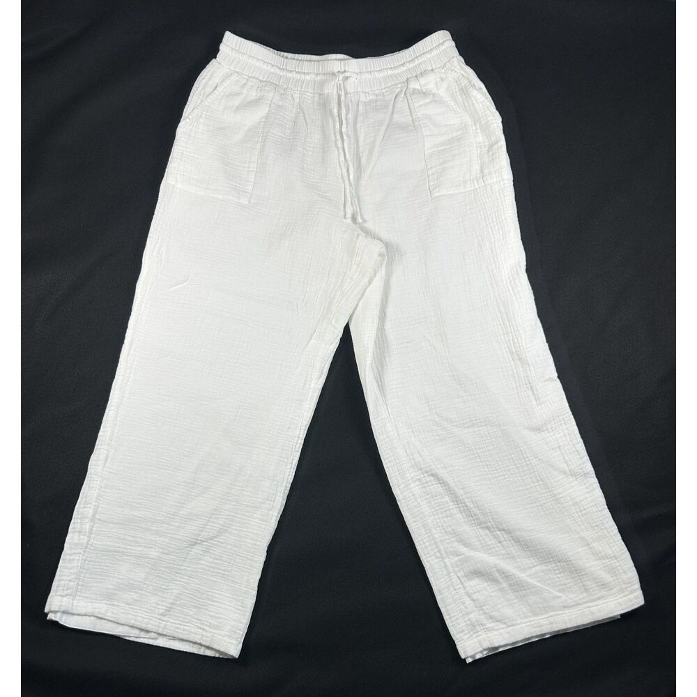 Style & Co. White Cotton Gauze Wide Leg Pants Size Large